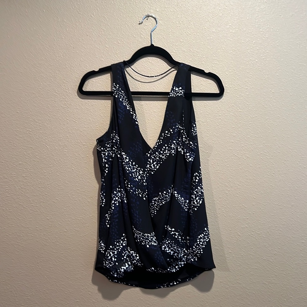 Sanctuary Tank Top Black Polyester Polka Dot Deep V Neck